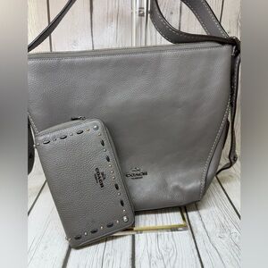 PRE LOVED Coach Small Dufflette Leather Shoulder Bag & Leather Wallet